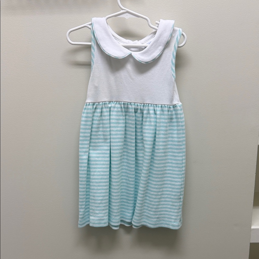 Striped Aqua and White Kids Casual Dress